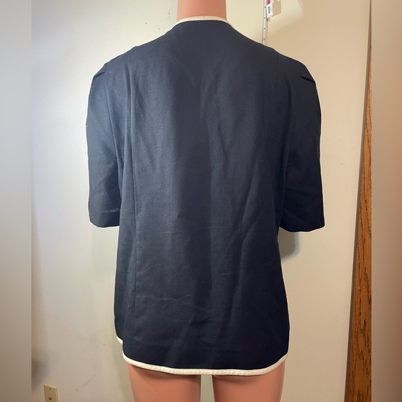 Leslie Fay‎ shirt Blazer Look Women’s 16WP
Blue and white pearl buttons top - Picture 5 of 7